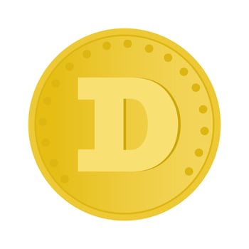 Dogecoin coin icon. Cryptocurrency sign in gold color isolated on white background. vector