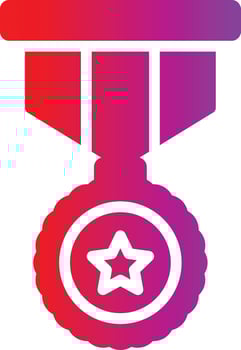 A red and purple medal with a star on it vector