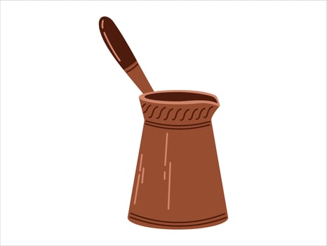 Traditional Turk for brewing Turkish hot coffee. isolated on white flat illustration. vector