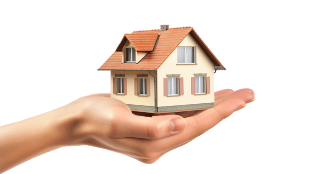 hand holding home isolated on transparency background png