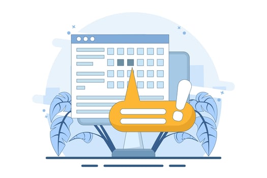 Reminder concept in calendar. Online note deadline calendar on website as internet or digital reminder about important events, illustrated month agenda web bowser with holidays or important dates. vector