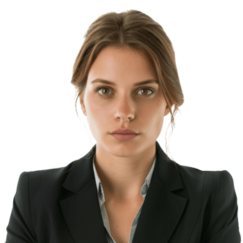 Confident Woman in a Black Suit Posing Against on Isolated Background png
