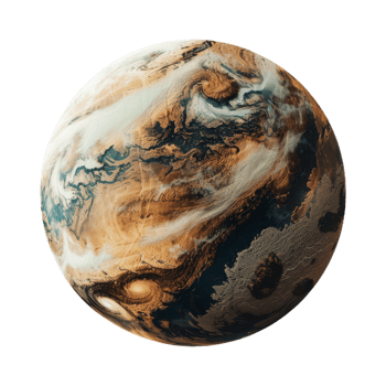 Planet with Swirling Atmosphere. Single planet on isolated background png
