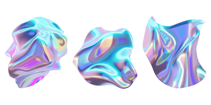 Colorful Iridescent Abstract Forms in 3D. Abstract Shapes with Fluid Design png