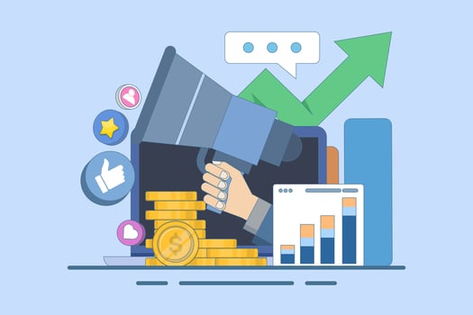 Social media marketing strategy concept, Digital marketing agency, Startup business, promotion, E-commerce, online social media marketing campaign for interface. vector