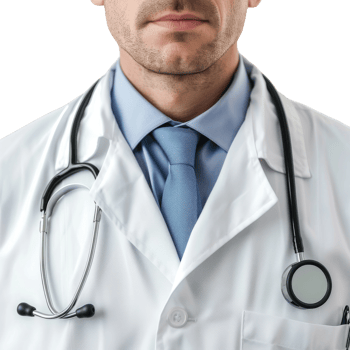 Confident Male Doctor in Lab Coat with Stethoscope. Healthcare Professional Man in Medical Uniform png