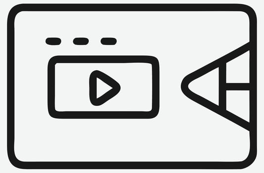 Icon Line Art , Sleek and Minimalist Symbol for Digital Media Film vector