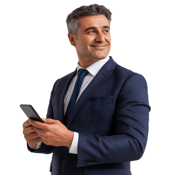 businessman holding smartphone png