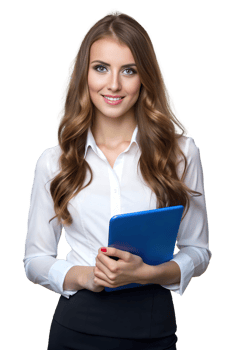 A beautiful young woman holding a tablet png