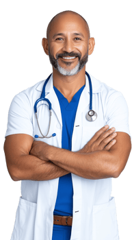 Confident Doctor Posing with Stethoscope png