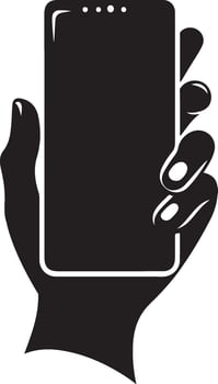 Hand Holding Smart Phone, silhouette vector