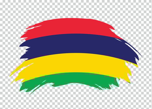 Flag of Mauritius with distressed paint stroke brush effect on isolated background vector