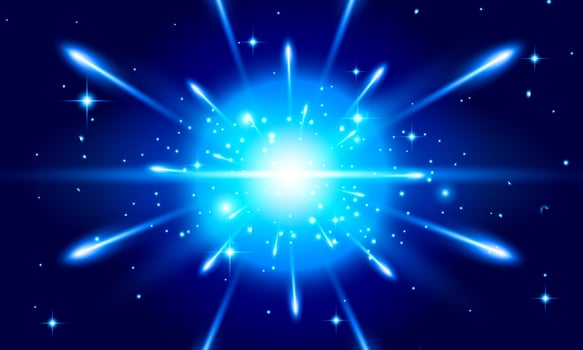 Meteor rain with falling glowing comets. Abstract light digital background. Neon bright light particles, luminous rays in motion. vector