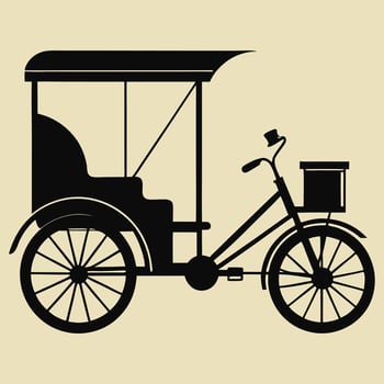 Rickshaw becak bandung west Tricycle vehicle Isolated on white background vector