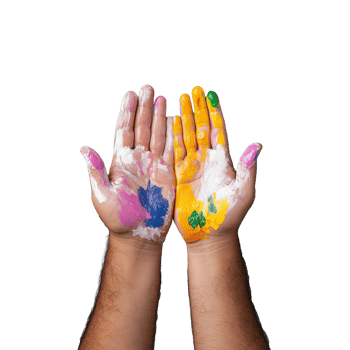 Colorful Painted Hands Raised Against Transparent Background png