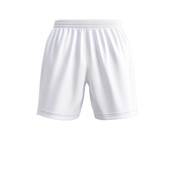 White Athletic Shorts with Elastic Waistband on Display png