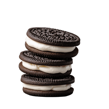 Stack of Chocolate Sandwich Cookies with Cream Filling png