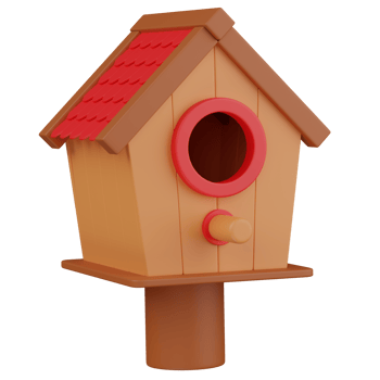 3d render bird house illustration png