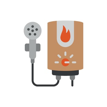 The water heater icon design features a sleek, minimalist concept graphic vector
