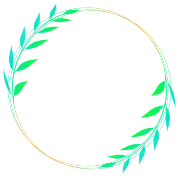 Circle frame with green and blue leaves png