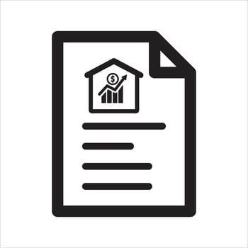 Cost of living icon. House investment growth paper icon vector