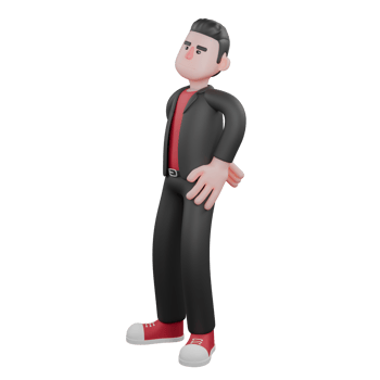 Dance Performer Character Design. a male choreographer stands with one hand on his hip while the other hand is behind his back. 3D Choreographer png