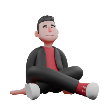 3D Model of Choreographer. A male choreographer sits in a park with his legs crossed, both hands placed beside his body while his eyes are closed. Dance Performer png