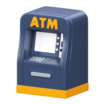 3D render atm machine icon png