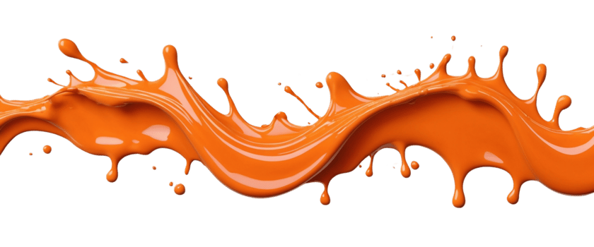 Heavy thick orange paint splash on a transparent background png