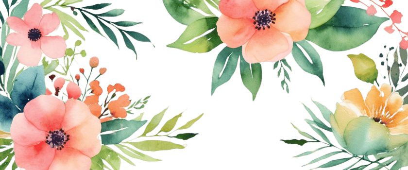 Watercolor floral frame illustration on a transparent background png