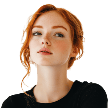 Portrait of a beautiful redhead woman with tousled hair against a transparent background, exuding confidence and grace, portrait of a beautiful redhead woman isolated on transparent background png