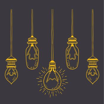 Light bulb hanging from the ceiling with a string vector