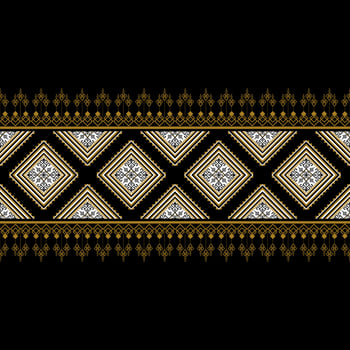 Seamless Gold and Black Geometric Border, Ethnic Diamond Pattern, Traditional Indonesian Batik Motif, Abstract Tribal Design vector