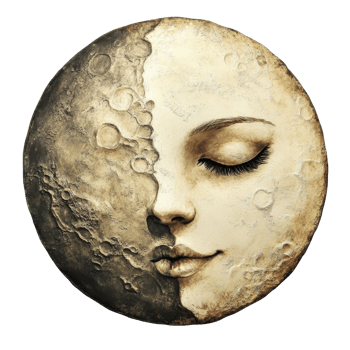A serene full moon with a human face, blending myth and nature, illuminating the night sky on a transparent background, Full Moon with Face on transparent background png
