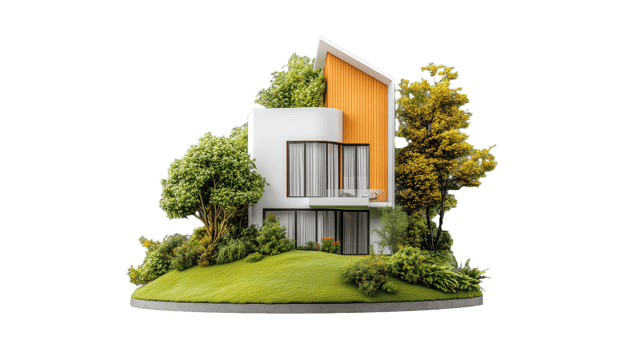 Modern Eco-Friendly House with Lush Garden png