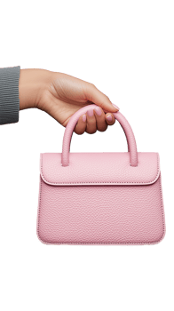 Pink Handbag Held Against Transparent Background png