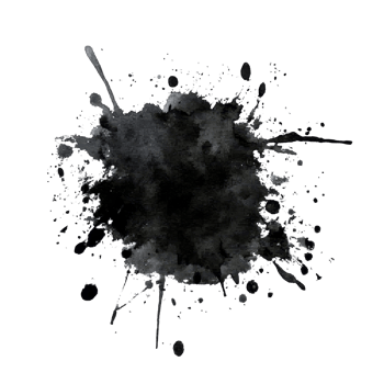 Dynamic black watercolor splash isolated on a clean transparent background, black red color splash isolated on transparent background png