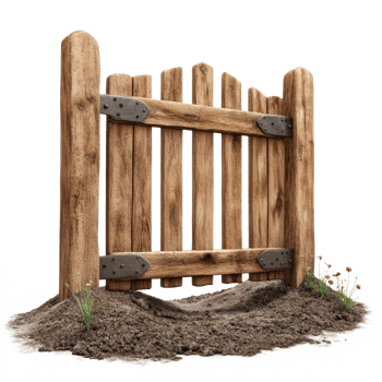 Charming wooden soil gate with rustic details on a clean transparent backdrop, Beautiful soil gate on a transparent background png