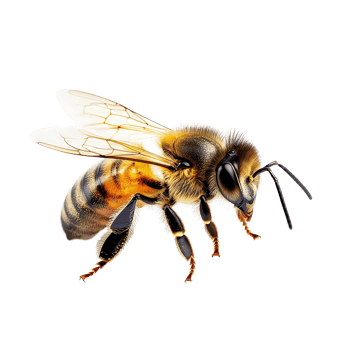 Honey bee walking on a transparent background, showcasing intricate details of its anatomy and behavior, honey bee walking isolated on transparent backgroundcutout png