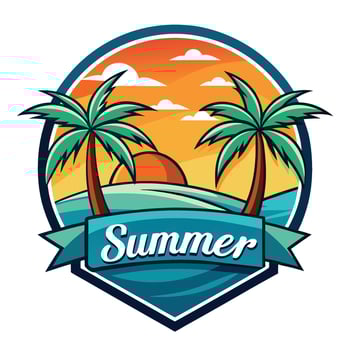 Colorful vintage sunset collection with palm trees in vibrant gradient colors vector