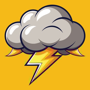 a cartoon cloud with lightning bolt on it vector