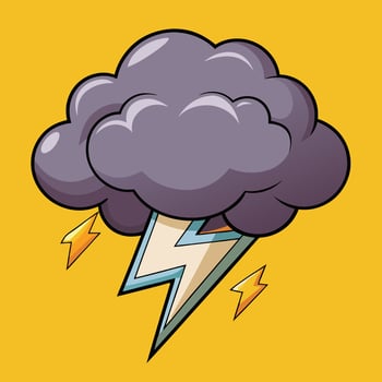 a cartoon cloud with lightning and thunder vector