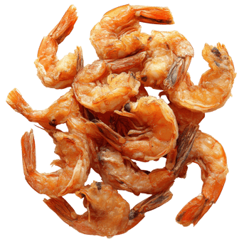 Dried shrimp on a transparent background showcasing a popular seafood ingredient often used in various cuisines, dried shrimp on transparent background png