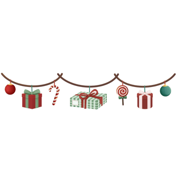 Christmas Garland of gifts candys png