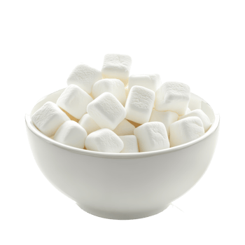 A generous bowl of fluffy transparent marshmallows sitting on a pristine transparent surface ready for snacking or dessert, transparent marshmallows in transparent bowl isolated on transparent background png