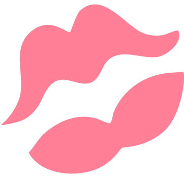 Minimalist pink kissing lips illustration png