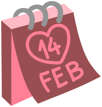 Pink minimalist February 14 calendar illustration png