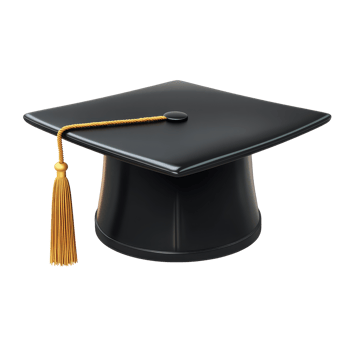 Graduation cap design on transparent, symbolizing achievement and celebration, 3D Cartoon Graduation Cap on transparent background png