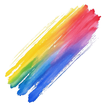 A vibrant rainbow colored gradient brush stroke showcasing a blend of watercolor shades on a transparent background, rainbow colored gradient paint brush stroke isolated on transparent background png