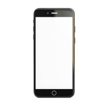 Modern smartphone isolated on a clean transparent background, showcasing sleek design and blank screen for versatile use, Black modern smartphone on transparent backgroundfile png